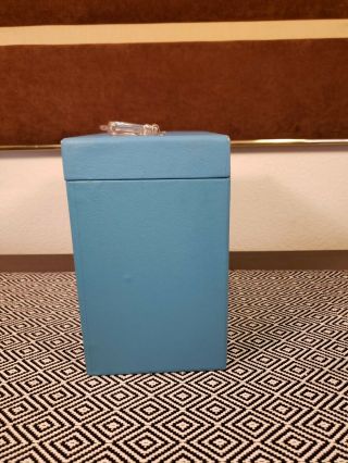 Vtg Retro 45rpm Record Holder Storage Box Case Powder Blue w/Lucite Handle EVC 5