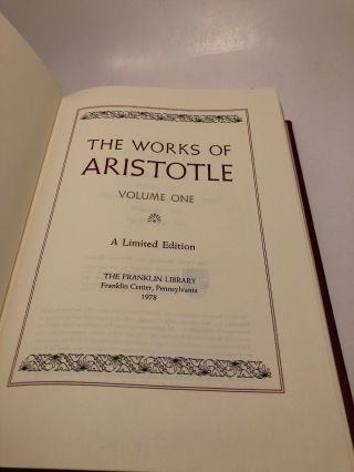 The of Aristotle Vol.  1,  Franklin Library 25th Anniversary Edition 5