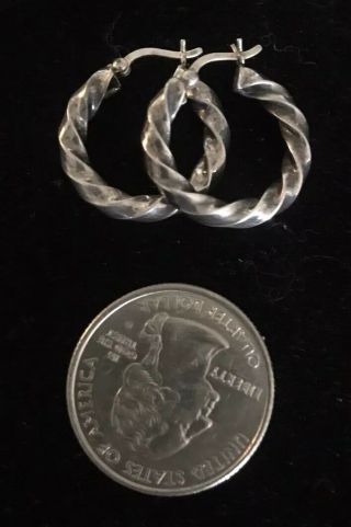 Vintage Thick 925 Sterling Silver Hoop Twisted Hoops Earrings 2