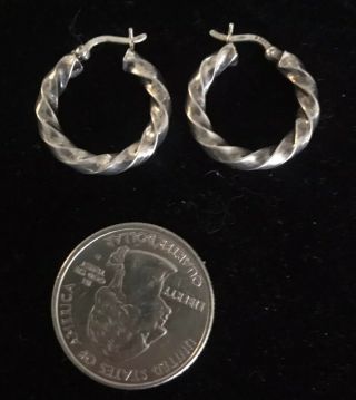 Vintage Thick 925 Sterling Silver Hoop Twisted Hoops Earrings 4