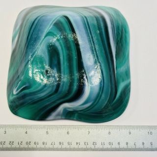 Imperial Slag Glass Emerald Jade Green Ashtray Olden End O Day Square Heavy Vtg 7