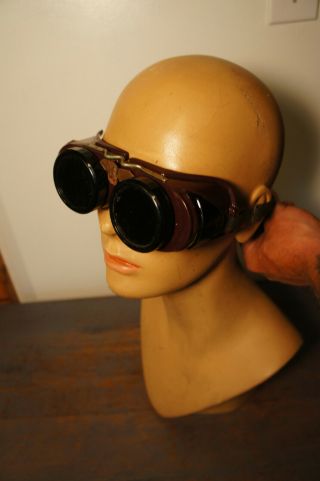 Vintage Welsh Mfg Welding Goggles Steampunk Glasses Vtg Burning Man Spectacles