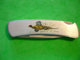 Ntsa Vintage Buck Usa 2 3/4 " Closed Lockback " Pheasant " Pocket Knife 525 1988