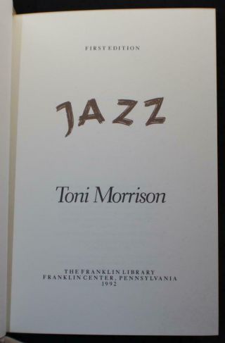 FRANKLIN LIBRARY SIGNED 1st EDITION JAZZ by TONI MORRISON LEATHER BOOK 3