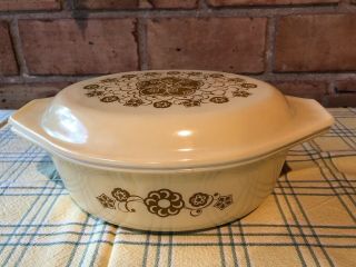 Vintage Pyrex Kim Chee Yellow/gold Promo 043 1 1/2 Qt Casserole Dish With Lid