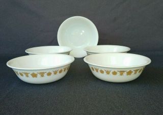 Vintage Corelle Living Ware Butterfly Gold 6 1/4 " Soup Cereal Bowls - Set Of 5