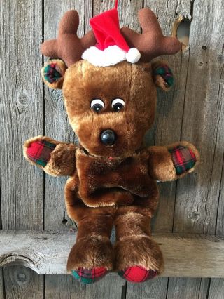 House Of Lloyd Stocking Reindeer Plush Head Vintage Stuffed Animal Christmas Bag