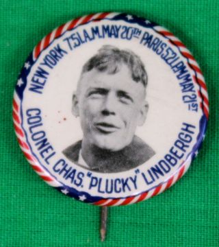 Vintage Colonel Charles “plucky” Lindbergh Trans Atlantic Flight Pin