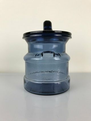 Vtg L.  E.  Smith Cobalt Blue Glass Milk Can Style Canister jar farmhouse decor 2