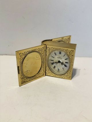 Vintage Europa Travel Alarm Clock Seth Thomas Golding Book Case