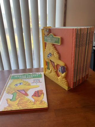The Sesame Street Library Vol.  1 - 15 Complete W Bookcase 1979 Vintage Child Books
