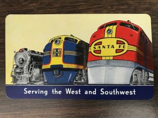 1946 Santa Fe Railroad Train Line Calendar Playing Card Vintage Pocket Ruler