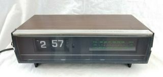 Vintage York Am Fm Digital Clock Radio Transistor Flip Number Wood Model Dc - 102