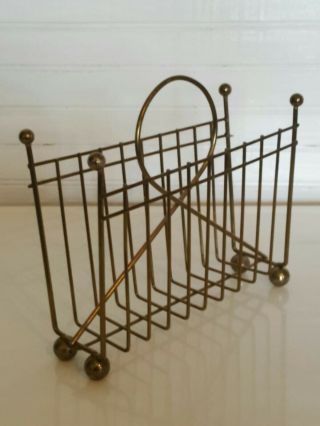 Vintage Mid Century Metal Wire Napkin Holder Kitchen Gold - Brass Atomic Age
