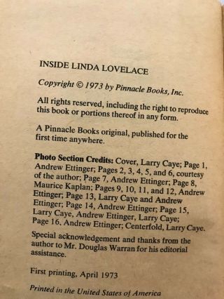 Inside Linda Lovelace Pinnacle Books 1973 Paperback 3
