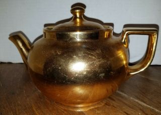 Vintage Hall China Golden Glo Ovenproof Teapot 24 Made In Usa,  Vg