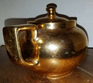 Vintage Hall China Golden Glo Ovenproof Teapot 24 Made in USA,  VG 2
