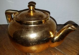 Vintage Hall China Golden Glo Ovenproof Teapot 24 Made in USA,  VG 3