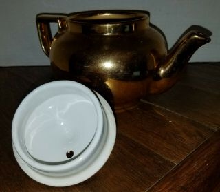 Vintage Hall China Golden Glo Ovenproof Teapot 24 Made in USA,  VG 4
