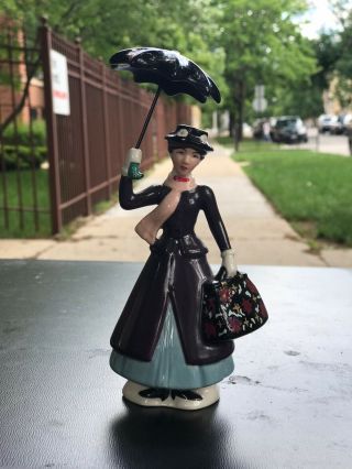 Vintage Walt Disney Mary Poppins Ceramic Porcelain Figurine With Umbrella