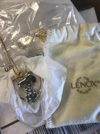 Sterling Silver Lenox Peanuts Ufs Pendant Necklace Chain Snoopy Woodstock Vtg