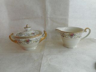 Vintage Baronet Creamer And Sugar Set Duchess Multiple Flowers With Gold Trim