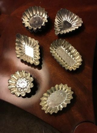 Vintage Sweden Fluted Pastry Cookie Molds Mini Metal Candy Tart Tin Shapes,  36