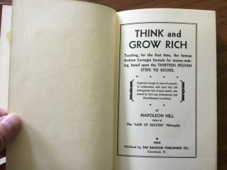Think and Grow Rich by Napoleon Hill 1954 Hardback & Dust Jacket VG, 4