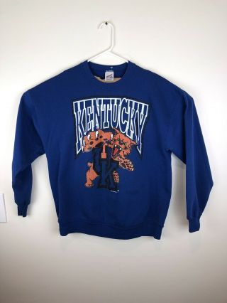 Vtg Jerzees Kentucky Sweat Shirt/crewneck Large Made In Usa Xl Blue