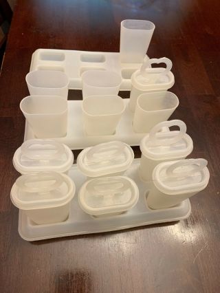 Vintage Tupperware Popsicle Molds Set Of 3 Trays,  13 Molds And 7 Inserts.