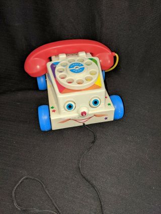 Vintage Fisher Price Chatter Rotary Telephone Pull Toy 2063 Eyes Move Toy Story