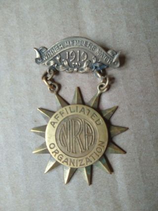 Vintage Nra 1919 Match Winner Sharpshooter Medal Pin.  Bbb Company