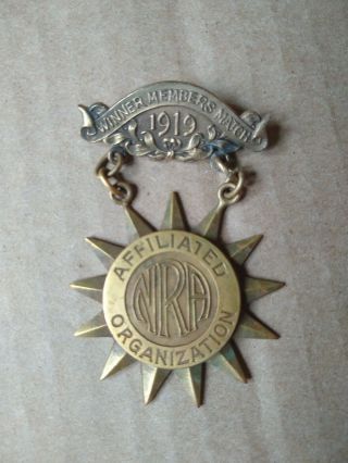 Vintage NRA 1919 Match Winner Sharpshooter Medal Pin.  BBB company 2