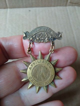 Vintage NRA 1919 Match Winner Sharpshooter Medal Pin.  BBB company 6