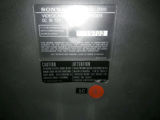 Sony SL - 2000 Betamax Portable Video Cassette Recorder Tape Player 6