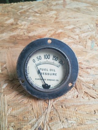 Vintage Cummins Engine Co.  Fuel Oil Pressure Gauge Rat Rod