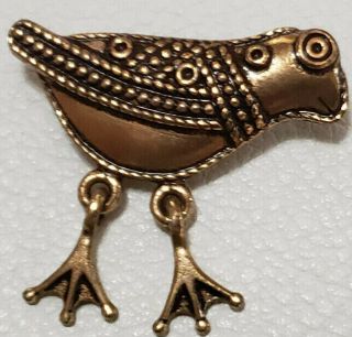 Kalevala Koru Finland: Vintage Finnish Hattulan Lintu or Bird Bronze Brooch 2