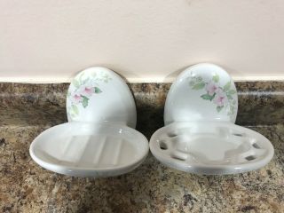 Vintage Wall Mount Art Deco Ceramic Set,  Soap Dish,  Cup Toothbrush Hold,