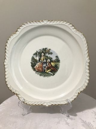 Vintage Harker Pottery Co.  22 Kt Gold Colonial Courtship Dinner Plate
