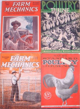 Vintage 1920s To 1940s Magazines Poultry Tribune Farm Mechanics Broadcast
