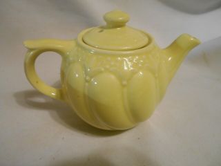 vintage small 2 cup yellow pottery tea pot 2