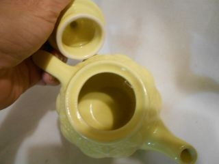 vintage small 2 cup yellow pottery tea pot 3