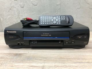 Panasonic Pv - V4022 4 - Head Vhs Vcr Player Video Cassette Recorder W/ Remote & Rca