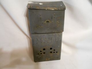 Primitive Rustic Vintage Tin / Metal Mail Box Wall Mount Repurpose