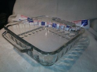 Vintage Anchor Hocking Clear Glass Square Baking Dish 1.  5 Qt 8 X 8 709