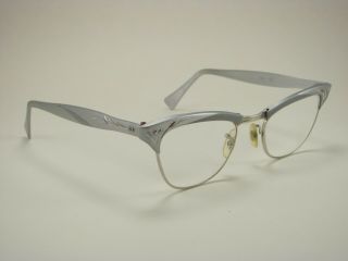 Vintage American Optical Aluminum Cat - Eye Full - Rim Rx Eyeglass Frames 22 - 48 - 135