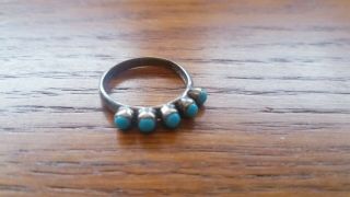 Vintage Navajo Indian Sterling Silver & Turquoise Stone Ring Women ' s sz 8 4