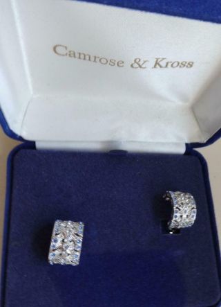 Camrose & Kross Jbk Jackie Kennedy Vintage Earrings Blue & Ice Rhinestone Hoops