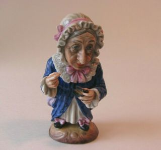 Vtg Ginori Elderly Dwarf Lady In Bonnet Porcelain Figurine Italy 4 "