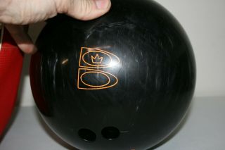 Vintage Brunswick Rhino Black & Orange 15 lbs Bowling Ball and Bag 3